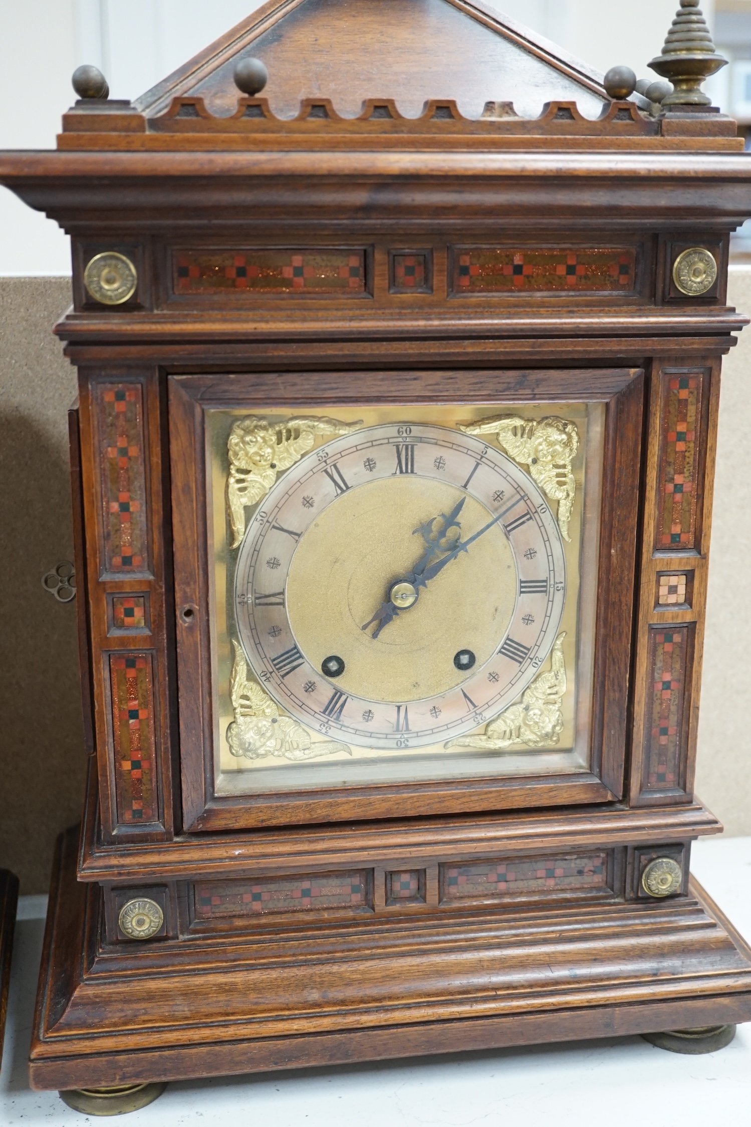 Three various late 19th century mantel clocks, tallest 50cm. Condition - fair. Not tested as working